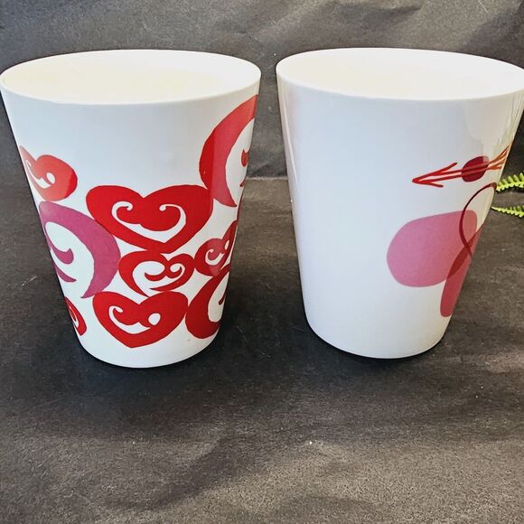 2 Starbucks Coffee Cup Mug 2016 Valentine's Day Pink Heart Arrow & Paisley Heart - Picture 3 of 11